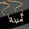 Pendant Necklaces Custom Arabic Name Necklace Personalized Stainless Steel Crystal Arabic Pendant Iced Out Names Jewelry For Women Birthday Gift 230831