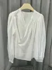 Damesblouses 2023 Lente En Zomer Losse Wrap-stijl Vastgebonden V-hals Witte Top Micro-transparant Damesoverhemd