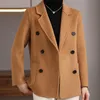 Women's Wool Blends High-End Double-Sided Wool Coat Women's Short High-End Wool Winter Black Woolen Coat 230830