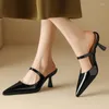 Pantoufles Sexy talons hauts femmes sandales chaussures été classique noir argent rose talon dames tongs Mules grande taille