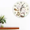 Wandklokken Bloem Retro Vlinder Klok Woonkamer Home Decor Grote Ronde Mute Quartz Tafel Slaapkamer Decoratie Horloge
