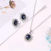 Ensemble de boucles d'oreilles et collier pour femmes, Design de luxe, bijoux en Zircon tournesol, cristal bleu exquis, cadeau romantique pour la saint-valentin