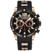 Mini Focus 0349g متعدد الوظائف Dial Quartz Quartz Mens الساعات غير الرسمية ساعة معصم الفرقة السيليكون مع Subdials339U