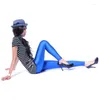 Women's Leggings Women Fluorescent Colors Tights Stretched Glossy Sports Workout Pants High Waist Yoga Drop