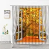 Shower Curtains Green Forest Natural Scenery Shower Curtains Outside The Window Country Style Decor Curtain For Bath Spring Summer Autumn R230831