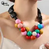 Colares Pingente GuanLong Trendy Beads Chains Big Pingente Colares para Mulheres Declaração Colorida Resina Chocker Colar Meninas Viagens Jóias 230831