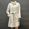 Женская шерстяная смеси Ladys Cashmere Coats Lady Elegant Trench Toat Long Women Oversoat с ремнем WB5807S 230831