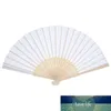 12 Pack Hand Held Fans Wit Papier fan Bamboe Opvouwbare Fans Handheld Gevouwen Fan voor Kerk Huwelijkscadeau Feestartikelen DIY2815