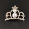 Crown Brooches Gold Silver pearl Color Clear Rhinestone Pins Dress Decoration Buckle Badge Jewelry Accessories For Women