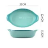 Bowls 8 Colors Gradient Ceramic Boat Shaped Plate Oval Fruit Salad Dishes Bowl Oven Applicable Baking Kitchen Tableware