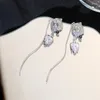 Boucles d'oreilles en argent, aiguille en maille rouge, Design personnalisé, fermeture éclair en Zircon, pompon, Style à la mode, luxe léger pour femme