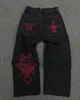 Jeans pour hommes Y2K Hip Hop rétro crâne broderie lavé Baggy Denim pantalon droit décontracté ample jambe large pantalon Streetwear 230831