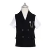 Tute Ragazzi Gilet doppio petto Pantaloni Bambino Tinta unita Gilet Abiti da sposa Set Bambino Abito formale Smoking per bambini Uniforme scolastica 230830