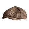 Berets retro sboy cap men houndstooth płaskie brytyjskie malarze kapelusz miękki wiosenny jesień czapki ośmiokątne BLM394 230830