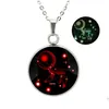 Pendant Necklaces Glow In The Dark 12 Zodiac Sign For Women Men Stainless Steel Horoscope Glass Cabochons Chains Fashion Luminous Drop Dhieg