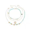 Colliers pendentifs 3 pièces ensemble Boho tournesol collier ras du cou pour femmes été Kpop paillettes fleur perle chaîne esthétique Y2K bijoux accessoires 230831