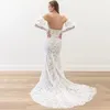 Full Lace Juliet Long Sleeves Mermaid Dresses Open Back Bridal Wedding Gowns For Bride Robe De Mariee 328 328