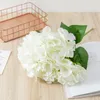 Dekorativa blommor Simulering Silk Ribbon Leaf Hydrangea Bouquet Tea Table El Decor Artificial Hortangeas Fake Flower Wedding Decoration