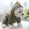 Hundkläder hundrock med huva dinosaurie hund kostym hund jumpsuit kostym vinter hund kläder droppar 230830