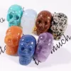 Party Decoration Healing Reiki Halloween 1 Inch Crystal Quarze Skull Sculpture Hand Carved Gemstone Staty Figur Collectible FY7960 AU17