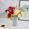 Decoratieve bloemen 6 hoofden kunstbloem zijden anjers tuin thuis feestcadeau bruiloft decoratie faux boeket ambachtelijke krans nep plant