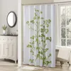 Tende da doccia Fiore verde Impermeabile Tessuto bianco Foglie Tenda da doccia floreale decorativa stampata R230831