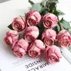 Fleurs décoratives 10 pièces Roses rôties bourgeons de Rose décorations de maison décorations de photographie de mariage accessoires artificiels