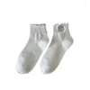 Women Socks Womens Ruffle Turn-Cuffs Casual Ankle Cool Breathable Knit Cotton Lettuce Frilly Sock