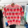 Kvinnors tröjor Puff Sleeve Loose Casual Pullover Pink Western Style Mohair Knit Top Women