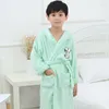 Mulheres sleepwear outono crianças roupão de fibra de bambu grosso com capuz dos desenhos animados meninos e meninas robe camisola solta casual loungewear