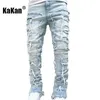 Mens Jeans Kakan European and American Heavyweight Streetwise Stretch Patch for Men High Street Straight Fit Long Jeans163001 230830