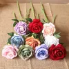 Dekorativa blommor Artificial Orange Velvet Corner Rose Wedding Pography Buquets Home El Bedroom Garden Flower Arrangement Desktop Decor