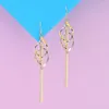 Dangle Earrings For Women 925 Colored Gold-Plated Sterling Silver Tassel Long Color Jewelry W