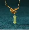 Chinese stijl bamboe knoop ketting, dames nieuwe Chinese stijl lichte luxe, niche imitatie jade hanger, etnische stijl eenvoudige sieraden ontwerp gevoel