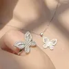 Halsbandörhängen Set Versa Live Drainage Explosion Butterfly Suit Bright Ladder Square Zircon Plated 18k Gold Niche Exquisite Design