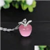 Collares colgantes de alta calidad lindo mini manzana 9 color ópalo piedra lunar forma de fruta encanto cadenas de ondas de agua para mujeres joyería de moda dr dhzmo