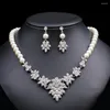 Necklace Earrings Set Vintage Elegant Anniversary Gift Women Bridal Wedding Jewelry Dangle Korean Style