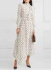 Casual Dresses Summer Vintage White Black Polka Dot Long For Women 2023 Elegant Ruffles Pleated Maxi Dress Runway Vestidos Para Mujer