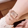 Wristwatches 2023 Women's Watch Casual Fashion Steel Band Zircon Rectangle Quartz For Women Roman Numerals Wristwatch