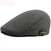 Berets HT2888 Homens de Alta Qualidade Outono Inverno Lã Chapéu Listrado Ivy Sboy Flat Cap Artist Painter Masculino Boina Ajustável 230830