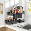 Badrumshyllor 2 Tier Under Sink Organizer för kök Storage Glid Drawer Pull Out Cabinet Organisers 230830