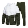 Herrspårar Mens Tracksuit Casual Spring Autumn Patchwork Sportswear Set dragkedja Pocket Jackets byxor Två stycksuppsättningar