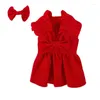 Psa odzież domowa świąteczna sukienka ubrania świąteczna czerwono wełniana spódnica Pets Cat Warm Bow Wygodne zapasy s-xxl
