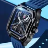 Horloges Horloge Heren Skeleton Mechanische Sporthorloges Heren Lichtgevend Waterdicht Automatisch Horloge Zwart Stalen Kast Relogio Masculino