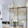 Kronleuchter Amerikanisches Schwarz-Gold-Licht Designer Kreative Esszimmerinselbeleuchtung Retro-Stil Swoop-Arm-Kronleuchter Wohnzimmer Luxus