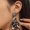 Boucles d'oreilles pendantes Vintage Turquoise Cactus Cowgirl pour femmes filles à la mode Punk motif Animal boucle d'oreille bijoux de Style Cowboy occidental