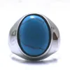 Coole grote blauwe stenen ring 316L roestvrij staal of zwart Rock feestcadeau 270t