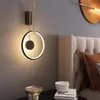 Lâmpada de parede moderna luxo led nordic redondo quarto sala estar tv fundo arandela decoração metal luminárias interiores