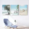 Pintura em tela Nordic Sea Beach Abacaxi Onda Carro Coqueiro Pôsteres e impressões Arte de parede Fotos para sala de estar Decoração de quarto de menina Sem moldura Wo6
