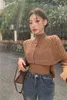 Women's Sweaters Vintage Button Tight Mock Neck Knited Women 2023 Winter Autumn Korean Fashion Knitwear Solid Tops Clothes Pullover